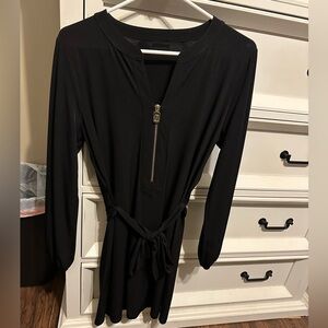 MK Michael Kors Black Long Sleeve Dress w Gold Accents